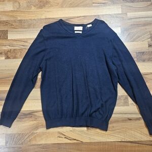 Weatherproof Cotton Cashmere V-neck sweater Blue Medium